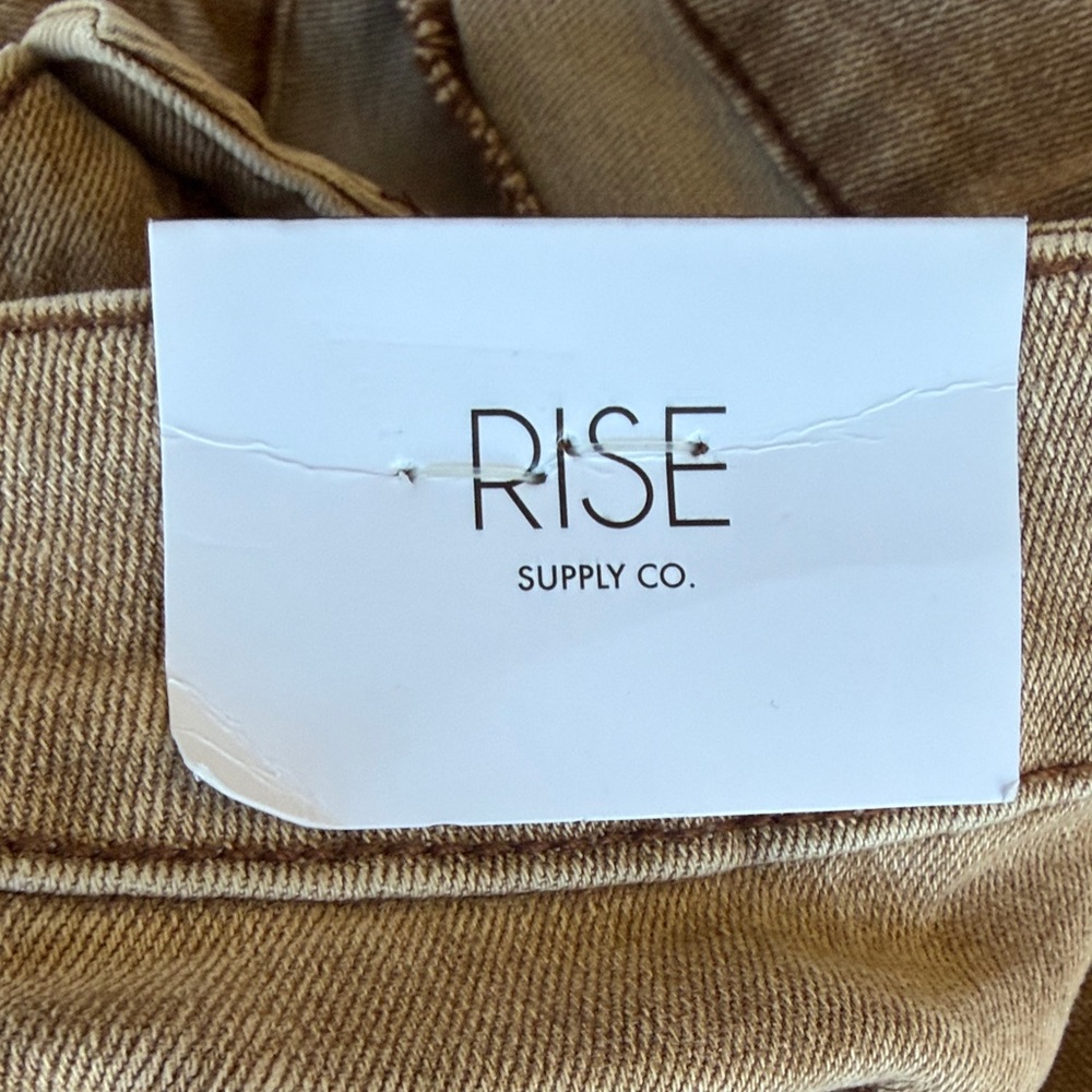 NWT Rise Supply Co Tan Full Side Lace-Up Flare Jeans Y2K Size 1 - Picture 4 of 13